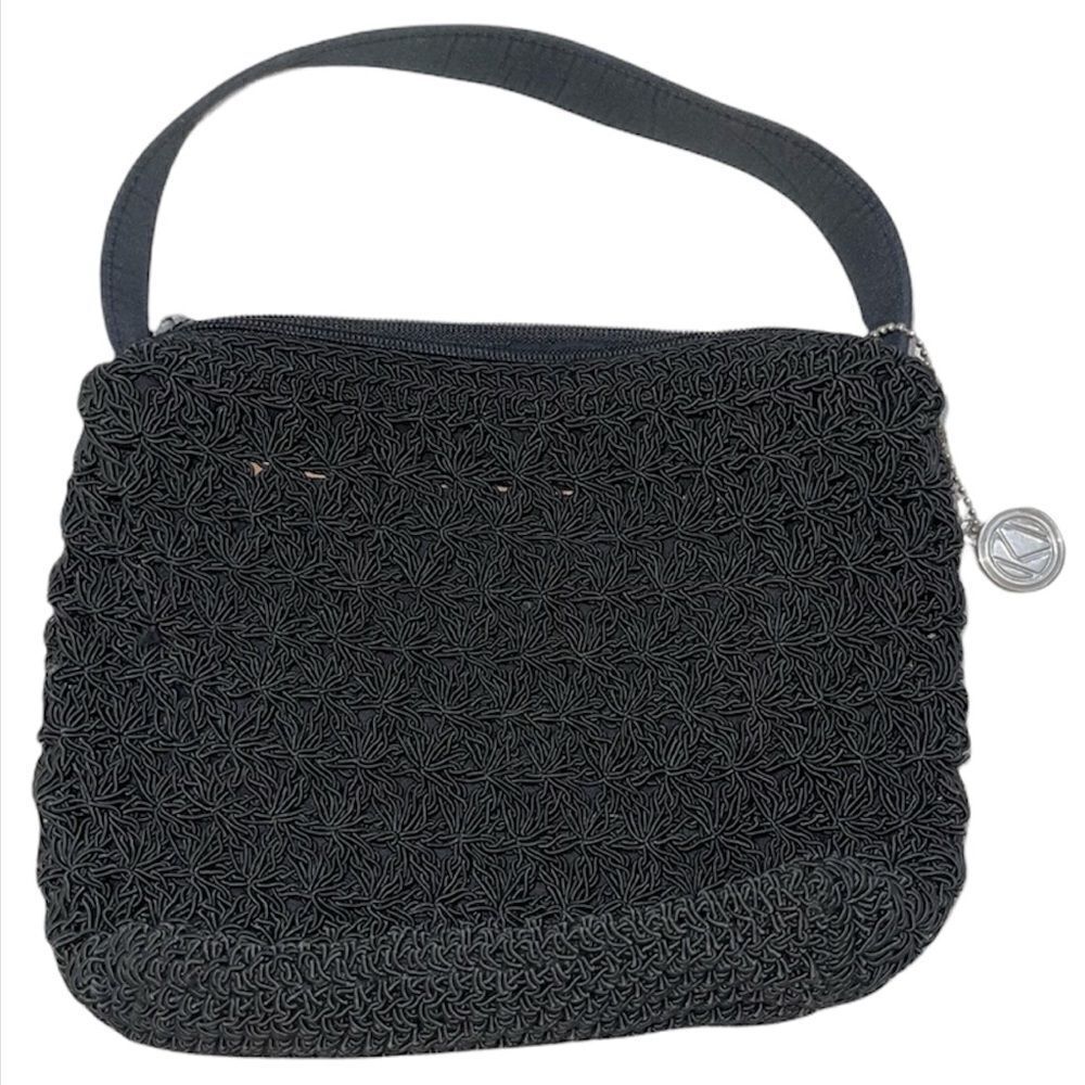 KATHY IRELAND SMALL BLACK CELTIC WEAVE SHOULDER BAG